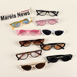 Gafas de sol tipo ojo de gato con media montura UV400 retro para mujer, protección solar, moda para adultos - Product Image 1