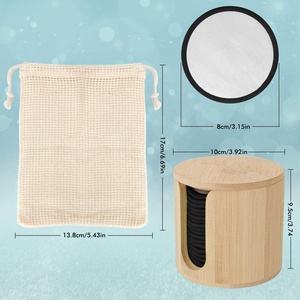 Étiquette privée 1000g, biodégradables, réutilisable, charbon de bambou lavable, <span class=keywords><strong>coton</strong></span> biologique, tampons démaquillants, ensemble boîte de bambou - Product Image 3