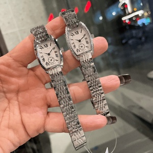 Advanced Luxury <b>Watch</b> Quartz Movement Barrel Shaped <b>Case</b> Diamond Studded Bezel Stainless Steel Strap Waterproof Longiness. - Product Image 4