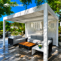 Pergola bioclimatique en aluminium à lames orientables, personnalisée, résistante à la pluie, pour jardin, mobilier d'extérieur