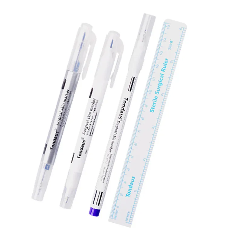 Professional Pencil Non-Toxic White Safe Ink Dual Tapes Makeup Pen Medical Skin Permanent Marker Surgical Ruler Eyebrow Tattoo