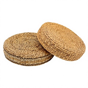 Pouf en jacinthe d'eau naturelle du Vietnam, fabriqué à partir de fibres tissées, pour siège, repose-pieds, décoration de salon, chambre et boutique - Product Image 1