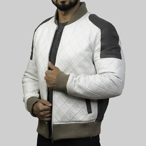 Chaqueta Bomber Acolchada Clásica Benjamin – Chaqueta Acolchada de Cuero Genuino para Hombre con Puños de Punto Acanalado y Múltiples Bolsillos - Product Image 2