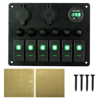 Panneau de commande automobile 12V 24V à 6 boutons, disjoncteur marin 15A, testeur de tension, interrupteur à bascule, chargeurs USB 3.0, répartiteur auto