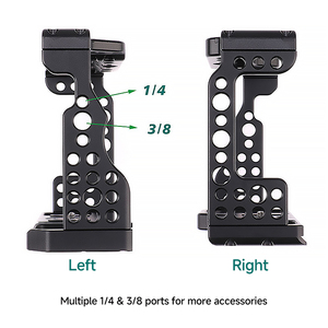 Jaula de Video Profesional OEM/RingTeam para <span class=keywords><strong>Sony</strong></span> <span class=keywords><strong>A7III</strong></span> A7RIII A9, Compatibilidad Universal, Orificios de Rosca de 1/4 y 3/8, Soporte de Zapata Fría - Product Image 3