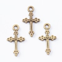 Pendentif Croix Fleur Ornée en Alliage de Zinc, Six Finitions, pour Fabrication de Colliers, Bracelets et Bijoux de Foi DIY