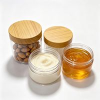 Pot vide pour crème exfoliante corporelle 100ml-500ml, en plastique PET à large ouverture avec couvercle imitation bois