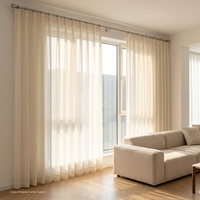 Voilages sur mesure de luxe, blanc cassé, à œillets, longueur au sol, pour salon, lumière naturelle, fournisseur en gros