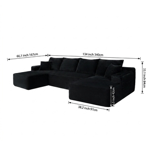 Canapé modulaire en tissu avec compression sous vide, grand format, gain de place, avec porte-gobelets et poches latérales pour appartement - Product Image 3