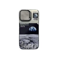 Coque de téléphone tendance en argent coloré motif paysage lunaire pour iPhone 16 15 Pro Max 14 Plus 13 12 – Coque arrière de protection élégante pour homme