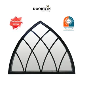 Doorwin Comfortable Custom-Made New Design Double Glass Black Arch Special Shape Wooden Windows Window S