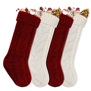Chaussettes de Noël en gros, grande capacité, 46 cm, tricotées, pour décorations de Noël - Product Image 1