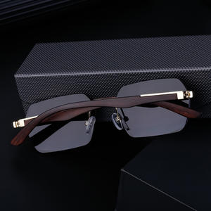 Gafas de sol sin montura Ted Davies para hombre, lentes de PC, protección UV400 Clase 2, estilo Instagram, con caja - Product Image 5