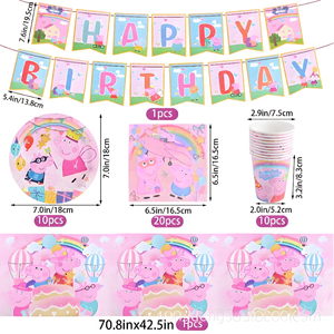 Set <span class=keywords><strong>de</strong></span> Decoración <span class=keywords><strong>de</strong></span> Fiesta <span class=keywords><strong>de</strong></span> Cerdito <span class=keywords><strong>de</strong></span> Dibujos Animados en Tonos <span class=keywords><strong>Pastel</strong></span>, Incluye Pancarta, Fondo, Adornos para <span class=keywords><strong>Pastel</strong></span>, Globos y Vajilla Desechable para <span class=keywords><strong>Cumpleaños</strong></span> Infantiles - Product Image 4