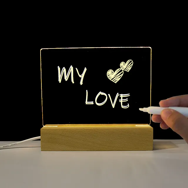 Rectangle Wood Base with 4mm Blank Acrylic USB 5V For Kids Gift DIY 3D Led Night Light Lamp