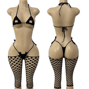 Tenues W.E.Club pour femmes, ensemble sexy trois pièces pour la danse de salon, strings, kits de vêtements de danse exotiques, polyester/rayonne - Product Image 1