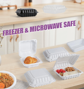 ホット販売8*8インチ3コンパートメント使い捨て結合ランチクラムシェルボックス持ち帰り高速ヒンジ付きフードバーガーボックスコンテナ - Product Image 6