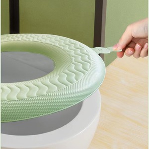 Couvre-siège de toilette en EVA à fixer, vert matcha, imperméable, lavable, pour toutes les saisons - Product Image 2