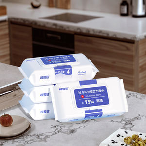 Lingettes humides antibactériennes non parfumées extra douces à 75 % d'alcool, fabriquées sur mesure par une usine OEM, 80 pièces par paquet, pour adultes, nettoyage ménager - Product Image 3