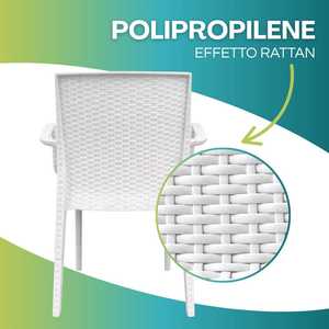 Sedie impilabili da esterno effetto rattan bianco con braccioli 59x57x86 cm - Product Image 5