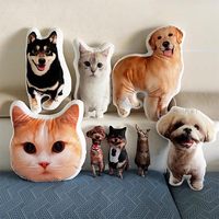 Coussin personnalisé en forme de photo de votre animal de compagnie – Oreiller imprimé par sublimation avec visage de chien ou de chat – Coussin rembourré avec portrait d'animal