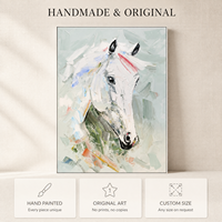 Peinture à l'huile abstraite texturée peinte à la main sur mesure, certifiée FSC et BSCI, représentant un cheval, pour la décoration intérieure (vente en gros)