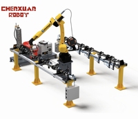 Estación de Soldadura Robótica Industrial con Brazo Robótico de Seis Ejes, PLC, Motor, Posicionador de Cabezal y Contrapunto para Vigas Largas, Tuberías y Estructuras