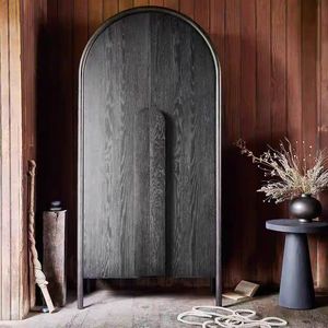 Armoire de chambre à coucher autoportante en bois massif, style nordique moderne européen, avec dessus arqué, grande capacité, personnalisable, pour usage hôtelier - Product Image 2