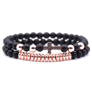 2019 più nuovo commercio all'ingrosso alla moda del <span class=keywords><strong>rosario</strong></span> religioso croce placcato <span class=keywords><strong>oro</strong></span> bracciali per unisex - Product Image 4