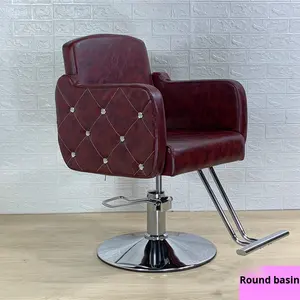 <span class=keywords><strong>Chaise</strong></span> de salon de coiffure hydraulique rotative en cuir de luxe léger avec accoudoirs et repose-pieds pour salons de coiffure et salons de barbier - Product Image 3