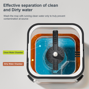 Homettler Ensemble Seau et Essoreur Transparent 2026 avec Séparation Propre/Sale et Deux Tampons de Serpillière Réutilisables en Microfibre - Product Image 4