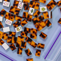 Ensemble de Mahjong Américain de Luxe en Acrylique Effet Écaille de Tortue Brillant, Motif Floral Rétro de Dessin Animé, Jeu de Table Portable pour Loisirs et Divertissement