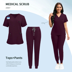通気性のある女性用Vネック医療スクラブセット半袖看護師ユニフォーム病院作業服耐久性のある医療スタッフ用看護服 - Product Image 6