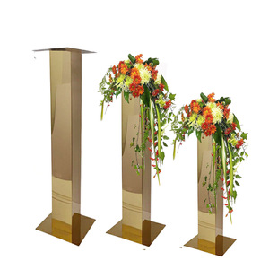 Nuevos Accesorios para Bodas al por Mayor, Decoración de Acero Inoxidable Dorado para Salón de Bodas y Hotel, Centro de Mesa para Bodas, Soporte para Flores - Product Image 1