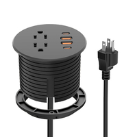 Prise de courant encastrée pour bureau, 65W, avec ports USB, mini prise de courant ronde pour bureau