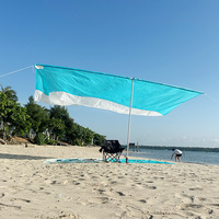 Parasol carré imperméable populaire transfrontalier, tente de plage en nylon monocouche avec 4 poteaux en aluminium 400x300cm UPF 50+