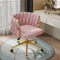 Silla Moderna de Lujo con Ruedas y Marco Metálico Giratorio Ajustable - Silla para Computadora, Dormitorio, Estudio, Maquillaje, para Dormitorio Universitario