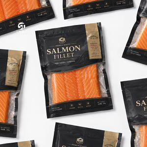 Three Side Seal Vacuum <b>Packaging</b> <b>Bags</b> for Salmon Seafood Frozen Food Nylon Composite <b>Packaging</b> - Product Image 5