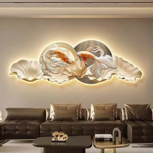 Venta Directa de Fábrica: Cuadro LED con Diseño de Peces Koi y Flores, Impresión UV, Corte de Bordes, Pintura de Animales para Sala de Estar - Product Image 1