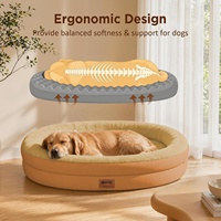 Lit pour chien ovale toutes saisons, motif dessin animé, imperméable, super doux, orthopédique, mousse alvéolée, housse amovible et lavable