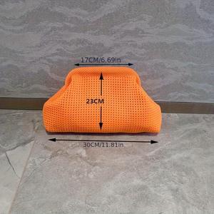 Pochette da donna a righe in maglia a mosca con chiusura aperta e fodera in poliestere-Versatile per il pendolarismo e l'uso serale - Product Image 4