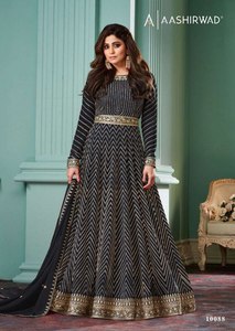 Meilleure qualité Alizza Silver & Diamond & Platinum & Shaded colors Designer Work for Ladies Party Wear Anarkali Style collection - Product Image 4