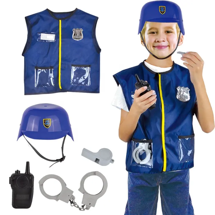 할로윈 커리어 데이 드레스 경찰관 유니폼 경찰 의상 학교 공연 역할 놀이 어린이를위한 경찰 의상