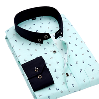 Camisa de Manga Larga Estampada para Hombre, Corte Ajustado, Moderna y Casual, Camisa Versátil para Jóvenes