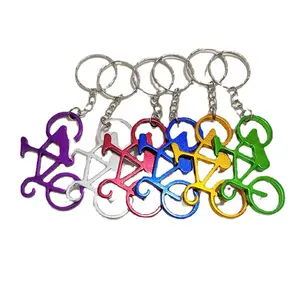 Mini bicicleta abridor de garrafas chaveiro pingente multicolor moda design estilo ocidental alumínio liga abridor de garrafas chaveiro anel