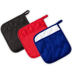 Vente en gros de maniques de cuisine carrées personnalisées, résistantes à la chaleur, avec poignée et poche - Product Image 2