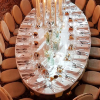 Chaise et table de mariage en acier inoxydable avec plateau en verre miroir en forme d'œil pour banquets et événements festifs
