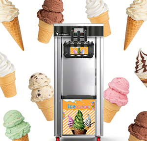Machine à glace molle et yaourt glacé professionnelle 15-20L/H 3 saveurs automatique électrique 1300W - Product Image 1