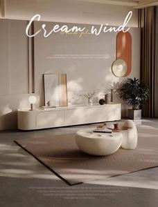 <span class=keywords><strong>Meuble</strong></span> <span class=keywords><strong>TV</strong></span> LCD <span class=keywords><strong>moderne</strong></span> de luxe en bois et marbre <span class=keywords><strong>Meuble</strong></span> à tiroirs crème flottant pour le salon et la chambre à coucher Rangement dernier cri - Product Image 5