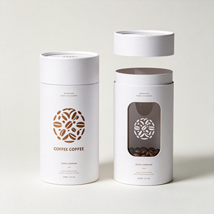 Eco Friendly <b>Paper</b> Canister With Clear Display Window Round Kraft Tube For Coffee Bean Boutique Gift <b>Packaging</b> - Product Image 3